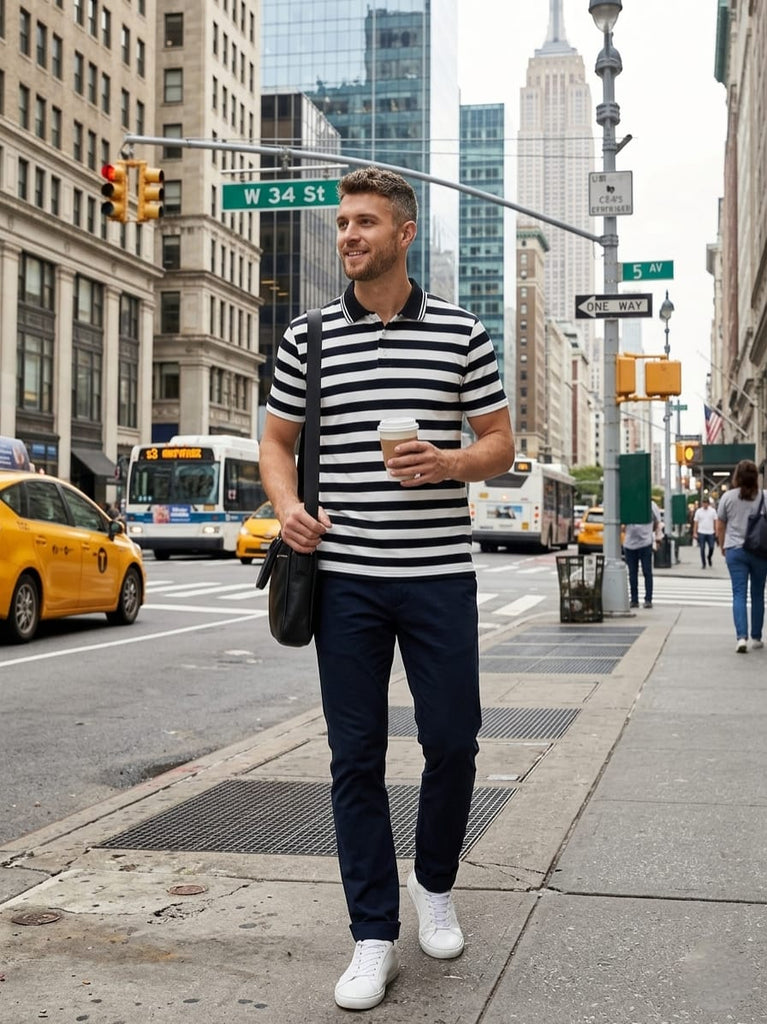 Men’s Cotton Striped Polo Shirt
